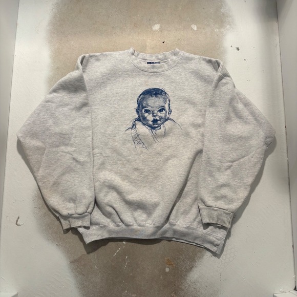 Hanes Other - Vintage Hanes Cotton Gerber Baby Graphic Sweatshirt Gray Mens Large 90s Crew